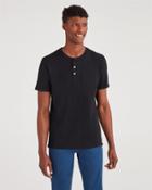 7 For All Mankind Men's Boxer Three Button Henley In Black