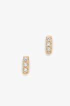 7 For All Mankind Tiny Bar Pave Stud In Gold