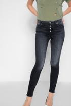 7 For All Mankind High Waist Skinny With Exposed Button Fly In Authentic Black