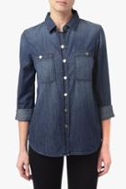 7 For All Mankind Two Pocket Slim Boyfriend Button Front Shirt In Aggressive Medium