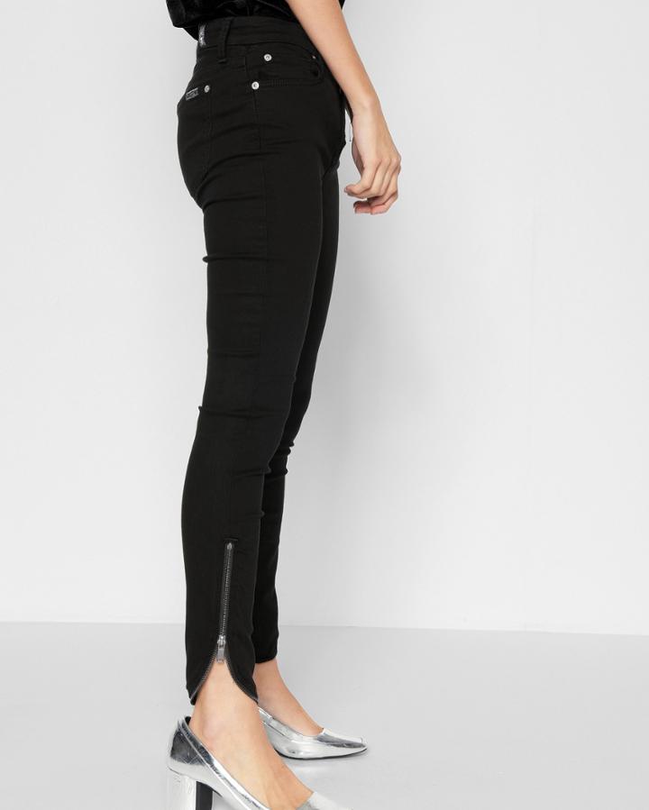 7 For All Mankind Women's B(air) Denim Ankle Skinny With Tulip Zipper Hem In Black