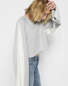 7 For All Mankind Women's Flare Sleeve Crop Sweatshirt In Heather Grey