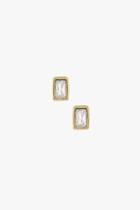 7 For All Mankind Tai Clear Square Earring In Gold