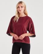 7 For All Mankind Velvet Drop Shoulder Top In Antique Pink