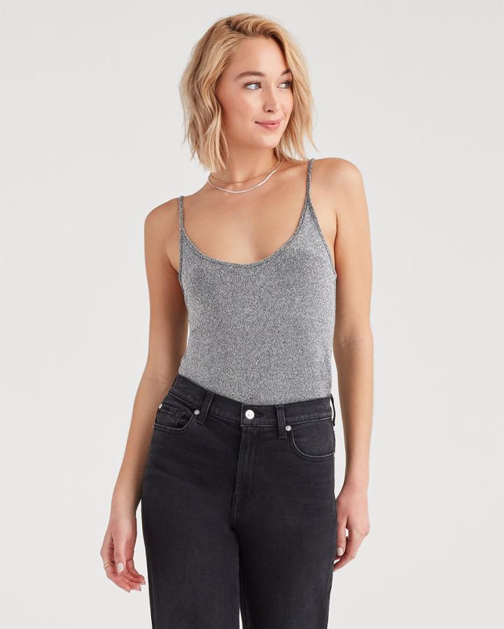 7 For All Mankind Lurex Cami In Silver