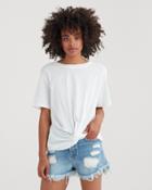 7 For All Mankind Knotted Front Tee In White