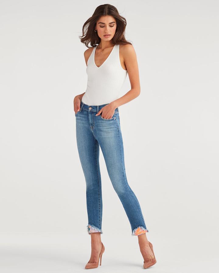 7 For All Mankind Women's High Waist Slim Jean With Light Distressing In Vintage Parker