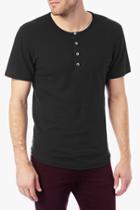 7 For All Mankind Short Sleeve Thermal Henley In Charcoal