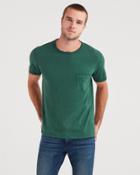 7 For All Mankind Short Sleeve Raw Pocket Crew In Pine