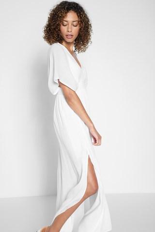 7 For All Mankind Shirred Maxi Dress In White