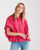 7 For All Mankind Butterfly Sleeve Top In Hot Pink