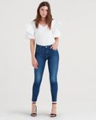 7 For All Mankind High Waist Ankle Skinny With Architecture At Cut Off Hem In Saguaro