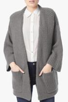 7 For All Mankind Ribbed Cardigan In Light Charcoal