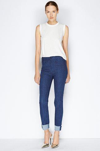 Giambattista Valli X 7 For All Mankind: High Waist Straight In Medium Indigo