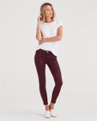 7 For All Mankind Ankle Skinny In Coated Bordeaux