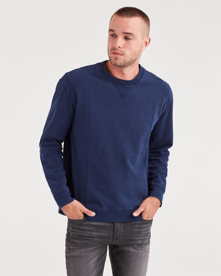 7 For All Mankind Vintage Washed Crewneck In Midnight Navy