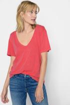 7 For All Mankind Curved Neck Tee In Faded Poppy