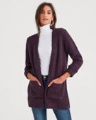 7 For All Mankind Cardigan Sweater In Deep Purple