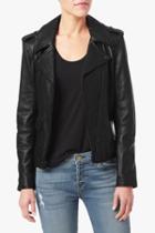 7 For All Mankind Leather Moto Jacket In Black