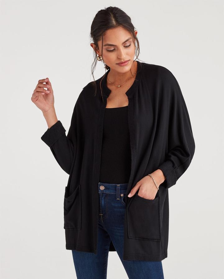 7 For All Mankind Women's Dolman Wedge Cardigan In Black