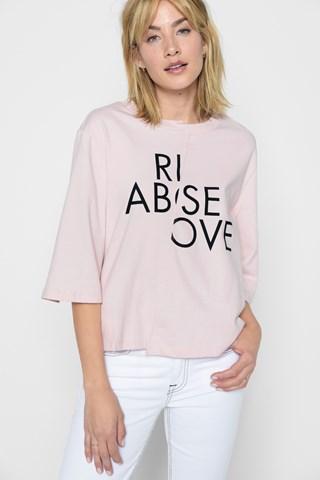 7 For All Mankind Rise Above 3/4 Sleeve Tee In Pink Sunrise