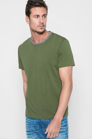 7 For All Mankind Short Sleeve Ringer Tee In Army