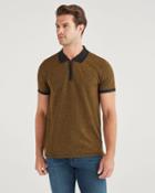 7 For All Mankind Men's Marled Pique Half Zip Polo In Heritage Gold