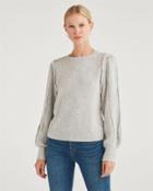 7 For All Mankind Women's Merino Wool And Cashmere Fringe Sleeve Pullover In Heather Grey
