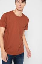 7 For All Mankind Short Sleeve Raw Pocket Crew In Rust