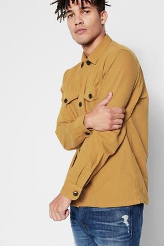 7 For All Mankind Long Sleeve Military Shirt In Ochre