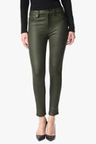 7 For All Mankind High Waist Knee Seam Ankle Skinny In Hunter Green Crackle
