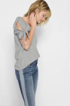 7 For All Mankind Bow Tie Sleeve Tee In Heather Grey