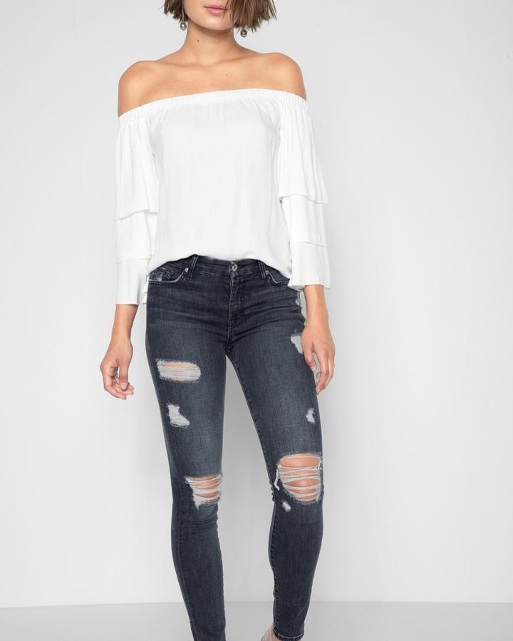 7 For All Mankind Women's The Skinny With Destroy In Vintage Noir