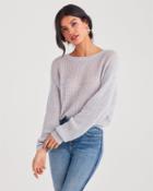 7 For All Mankind Open Weave Sweater In Light Heather Grey