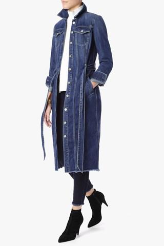 7 For All Mankind Long Trucker Jacket With Raw Hem In Waterloo