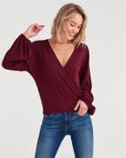 7 For All Mankind Wrap Front Top In Dark Bordeaux