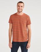 7 For All Mankind Men's Striped Boxer Pocket Tee In Clay With Black Stripe