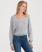 7 For All Mankind Women's Curved Neck Crop Sweater In Heather Grey