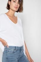 7 For All Mankind V Neck Tee In White