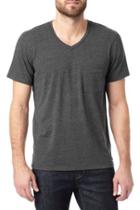 7 For All Mankind Short Sleeve Raw V-neck In Heather Charcoal