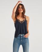 7 For All Mankind Women's Lace Trim Cami In Navy