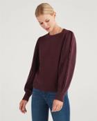 7 For All Mankind Women's Merino Wool And Cashmere Fringe Sleeve Pullover In Wine