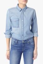 7 For All Mankind Rip Off Shadow Pocket Denim Shirt Skybreeze Blue