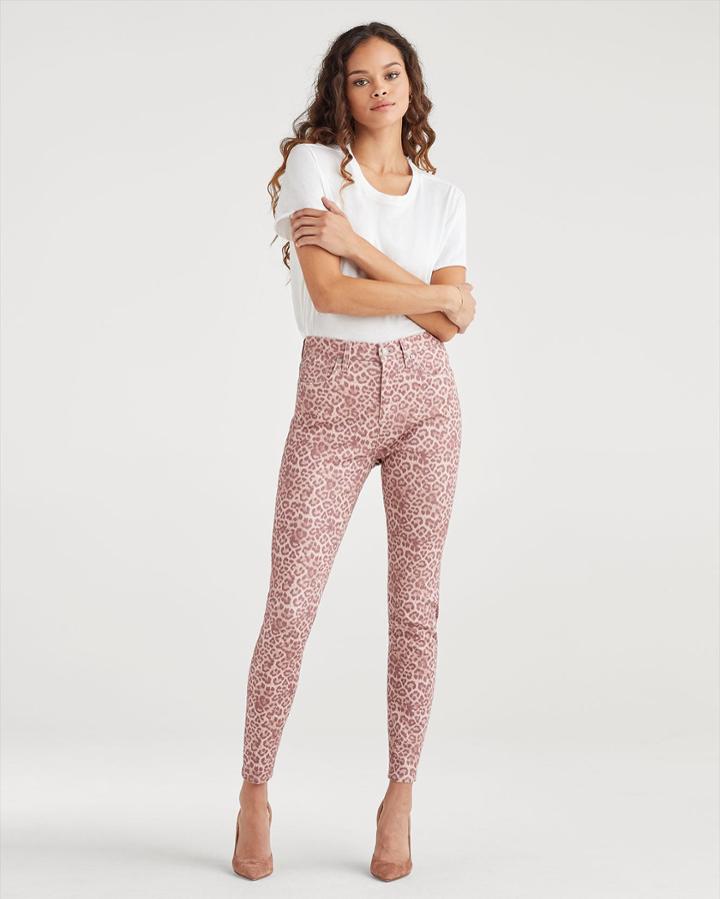 7 For All Mankind Women's High Waist Ankle Skinny In Rose Leopard