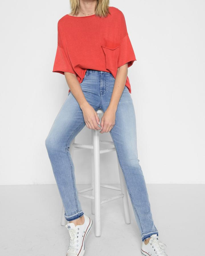 7 For All Mankind Women's B(air) Denim High Waist Ankle Skinny With Released Hem And Side Splits In Mirage
