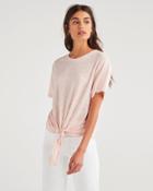7 For All Mankind Women's Linen Tunnel Front Tee In Pretty Pink