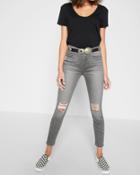 7 For All Mankind Women's B(air) The Highwaist Ankle Skinny With Knee Holes In Chrysler Grey