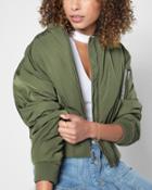 7 For All Mankind Women's Zip Front Casual Bomber In Pickle