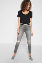 7 For All Mankind B(air) The Highwaist Ankle Skinny With Knee Holes In Chrysler Grey