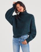 7 For All Mankind Mock Neck Sweater In Dark Forest Green